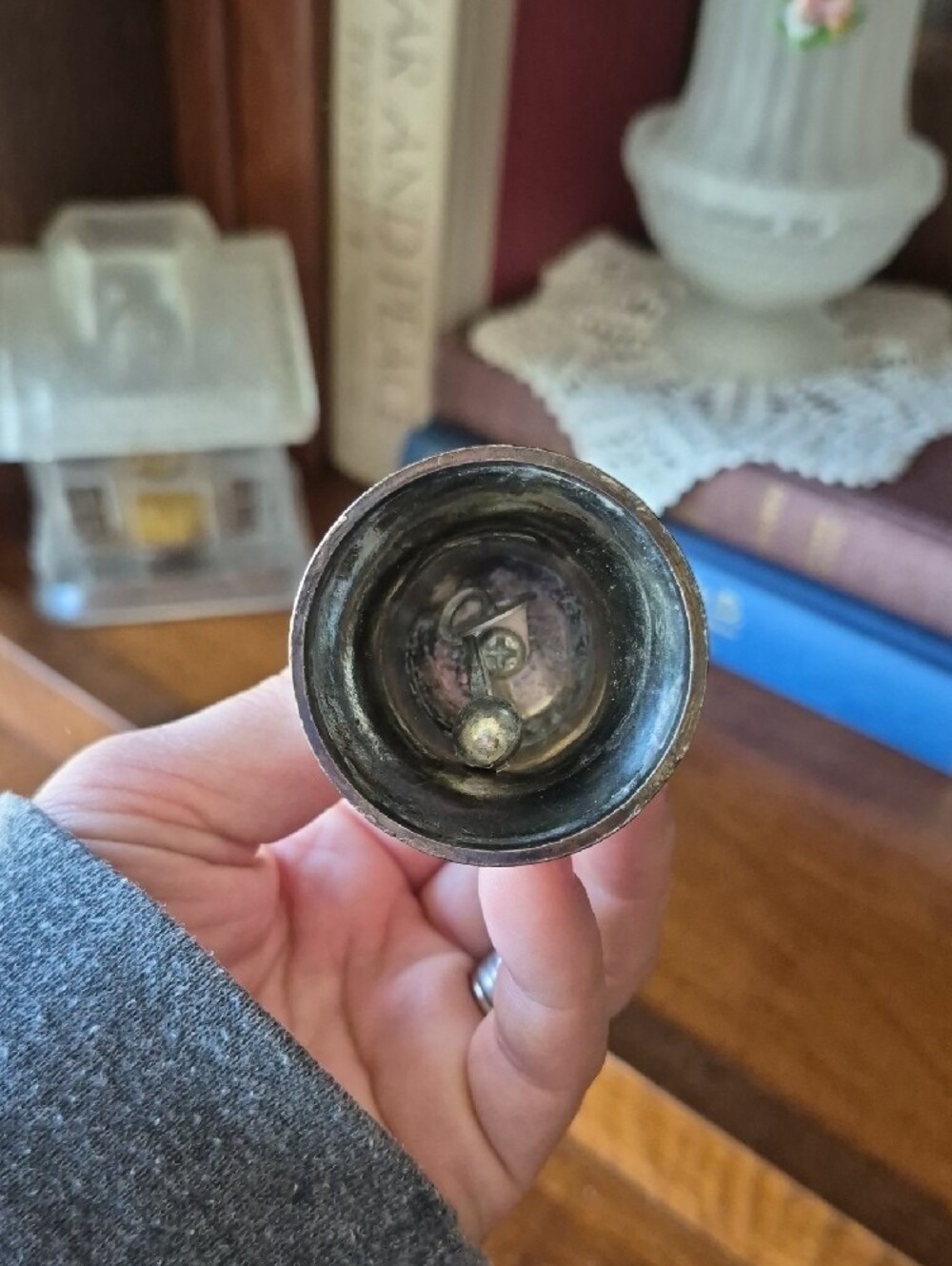 Merlion Brass Finish Decorative Bell - Silver Tone - Picture 3 of 3